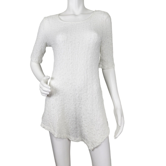 Peck & Peck Half Sleeve White Asymmetrical Tunic Size S - Picture 1 of 12